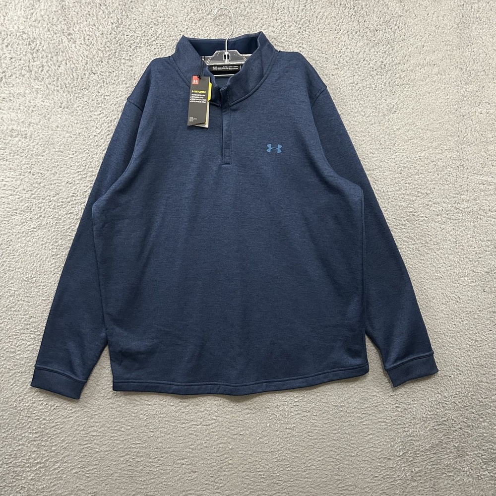 Under Armour Sweater Mens 2XL XXL Blue Storm Fleece Quarter Zip ColdGear Golf